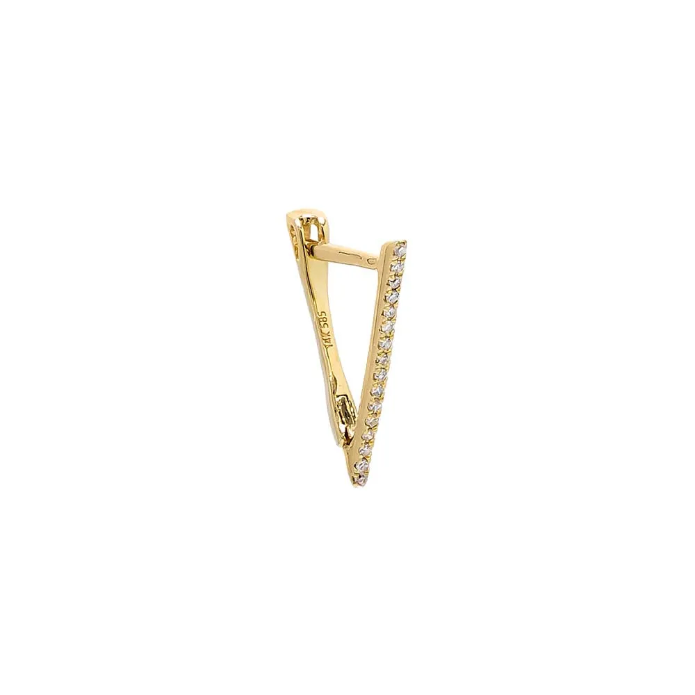 Diamond Pave Open Triangle Hoop Earring 14K