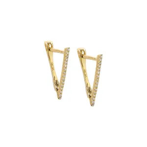 Diamond Pave Open Triangle Hoop Earring 14K