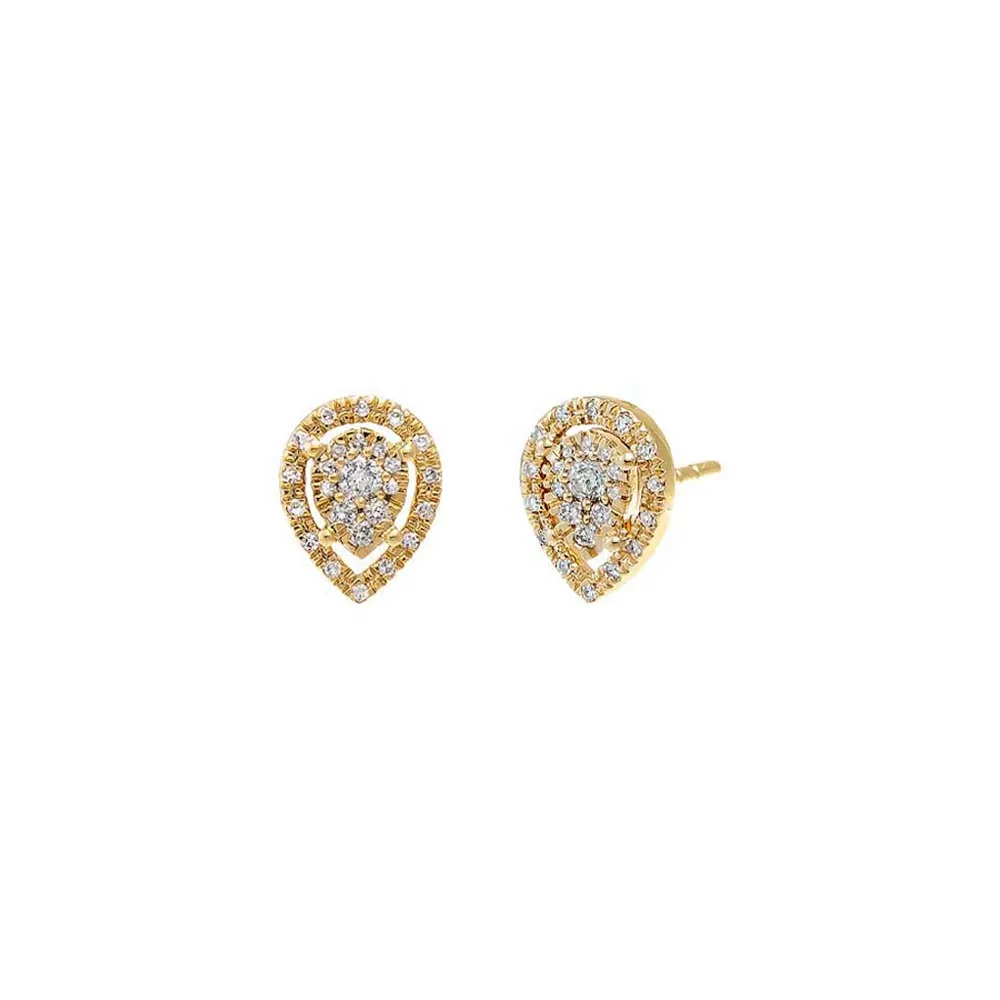 Diamond Pave Pear Stud Earring 14K