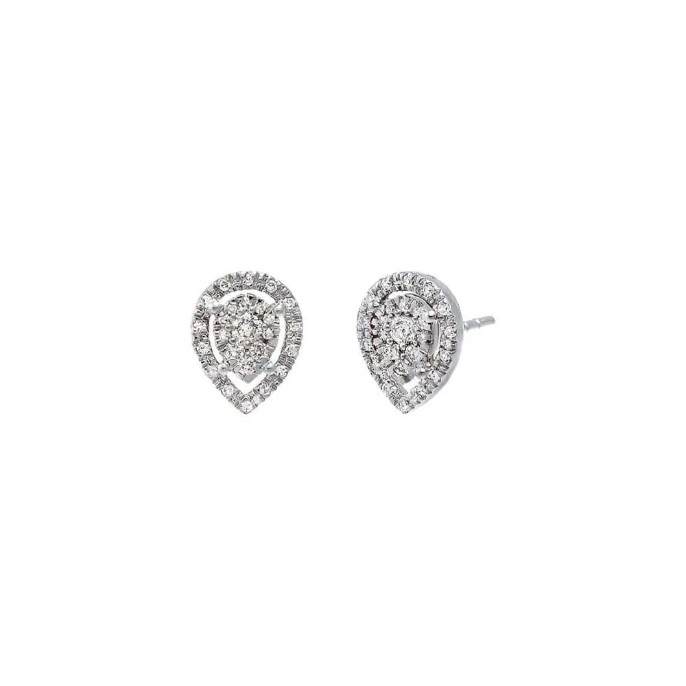 Diamond Pave Pear Stud Earring 14K