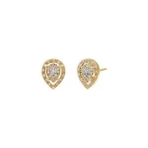 Diamond Pave Pear Stud Earring 14K