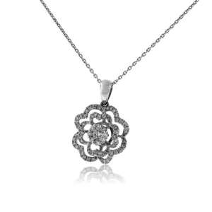 Diamond White Gold Flower Style Pendant