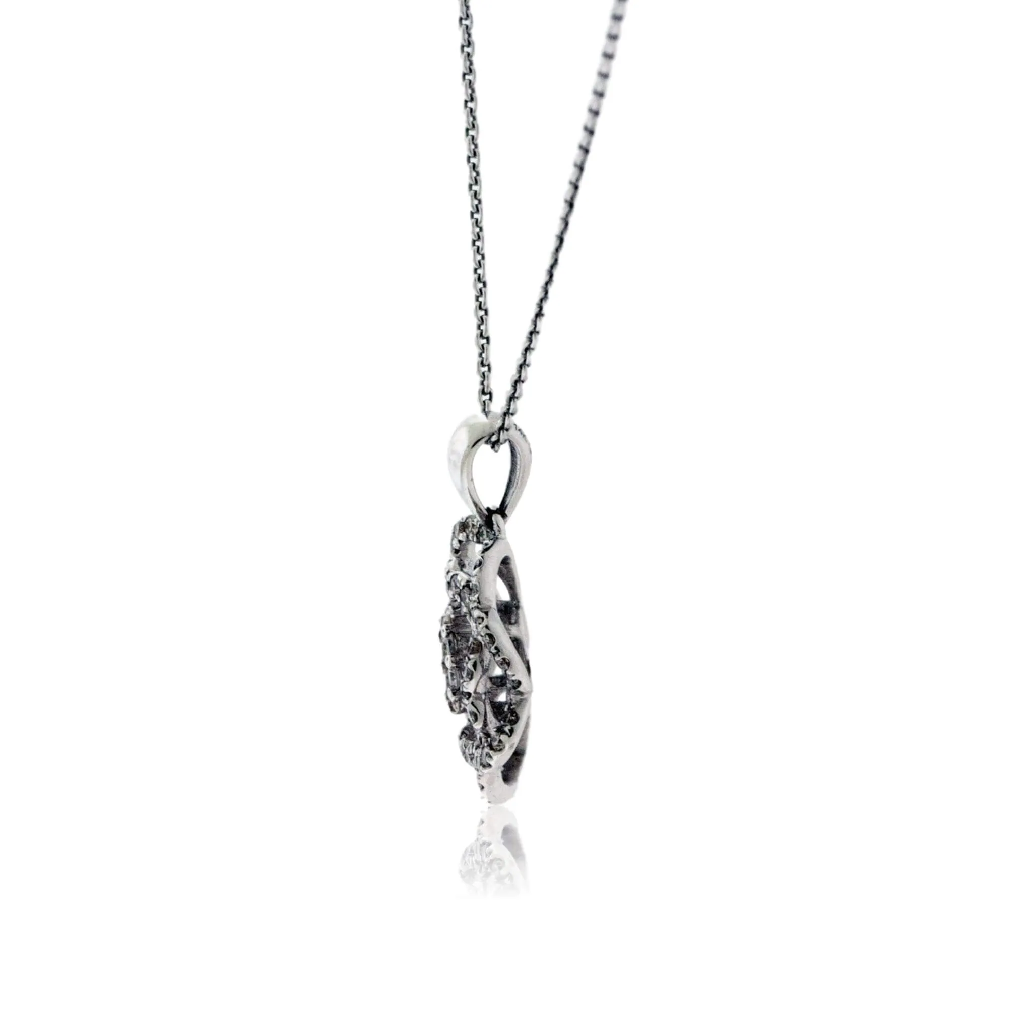 Diamond White Gold Flower Style Pendant