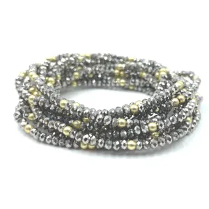 Disco Bracelet Stack in Gray and Gold