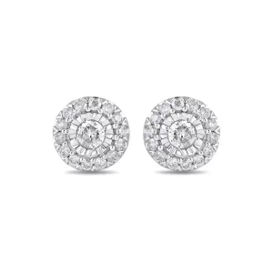 Double Halo Stud Earrings with 1/4ct of Diamonds in 9ct White Gold