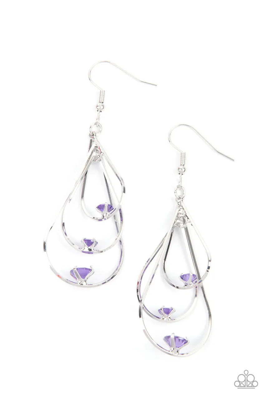 Drop Down Dazzle Purple Paparazzi Earrings