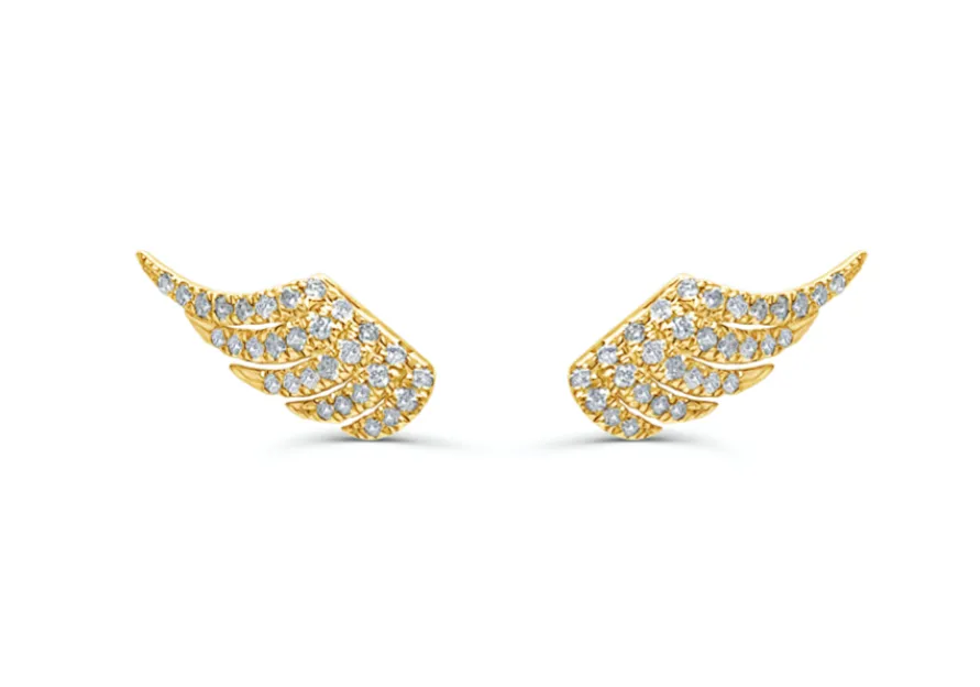 Earrings Wings 14k Yellow Gold & Diamonds