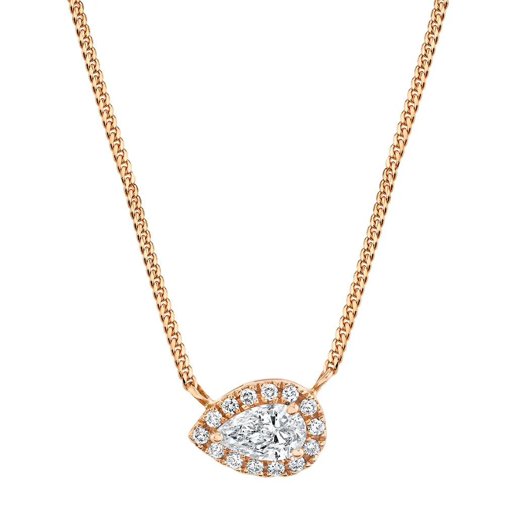 East-West Pear Cut Diamond Necklace