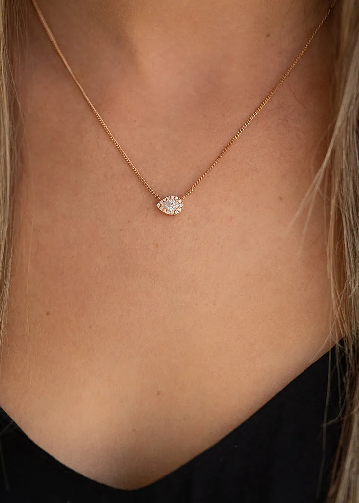 East-West Pear Cut Diamond Necklace