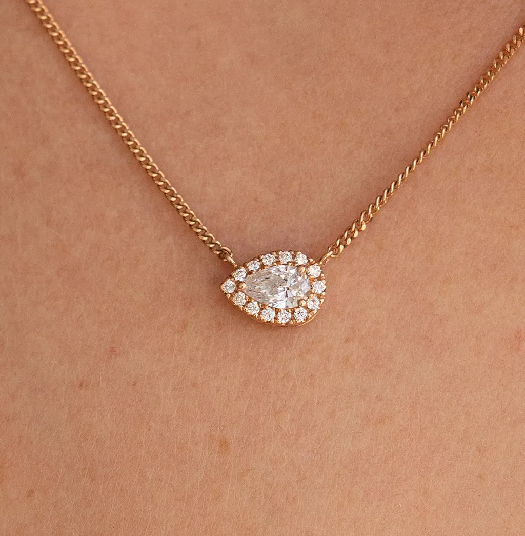 East-West Pear Cut Diamond Necklace