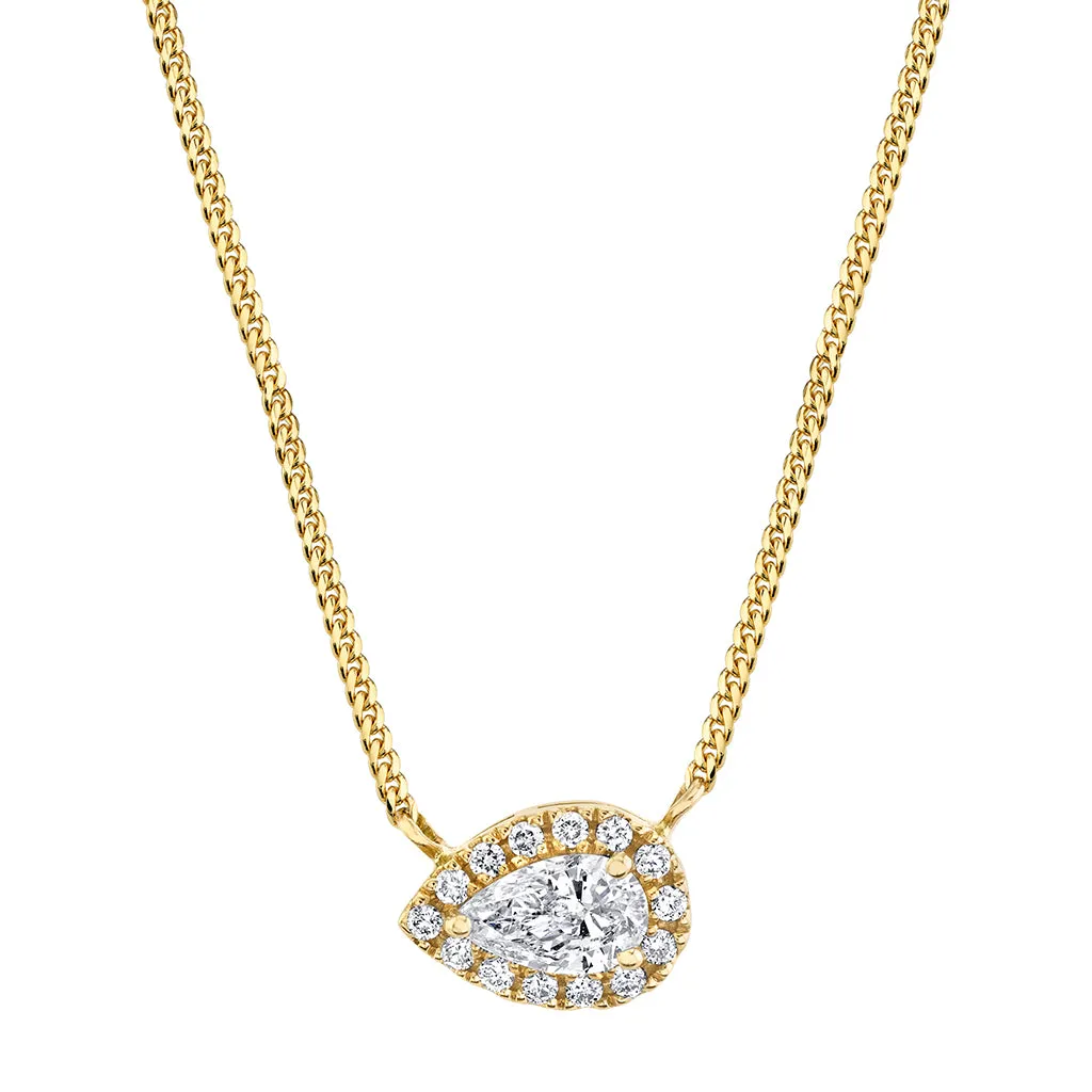 East-West Pear Cut Diamond Necklace