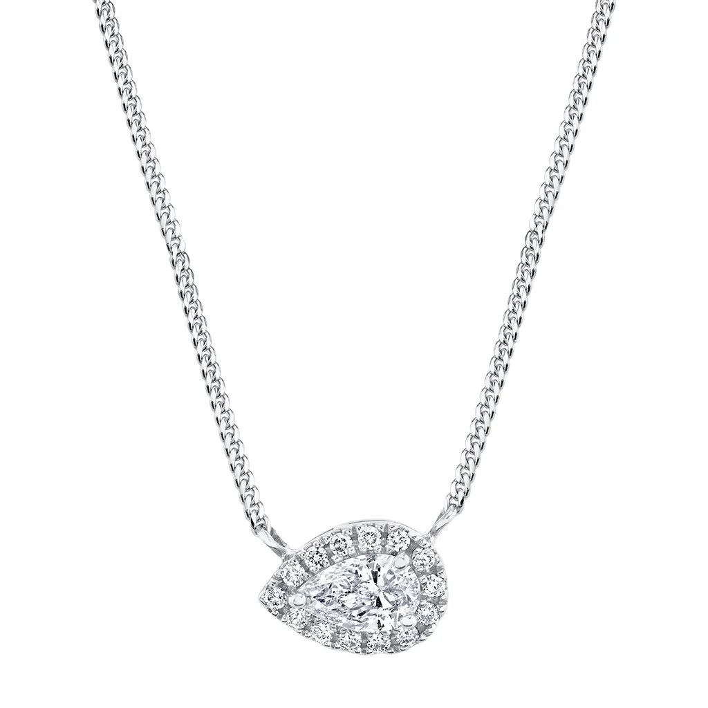 East-West Pear Cut Diamond Necklace