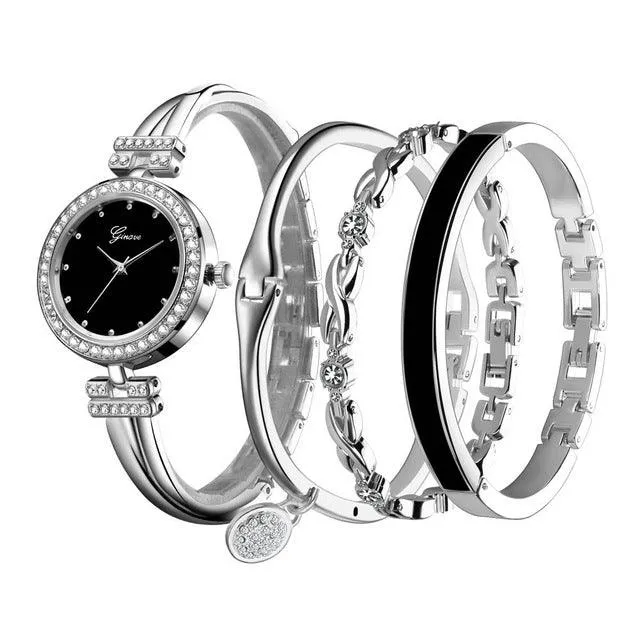 Elegant Watch Crystal Bracelet 4pcs Set