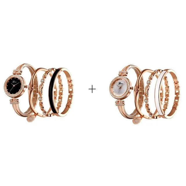 Elegant Watch Crystal Bracelet 4pcs Set