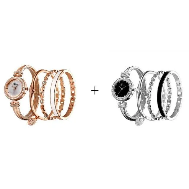 Elegant Watch Crystal Bracelet 4pcs Set