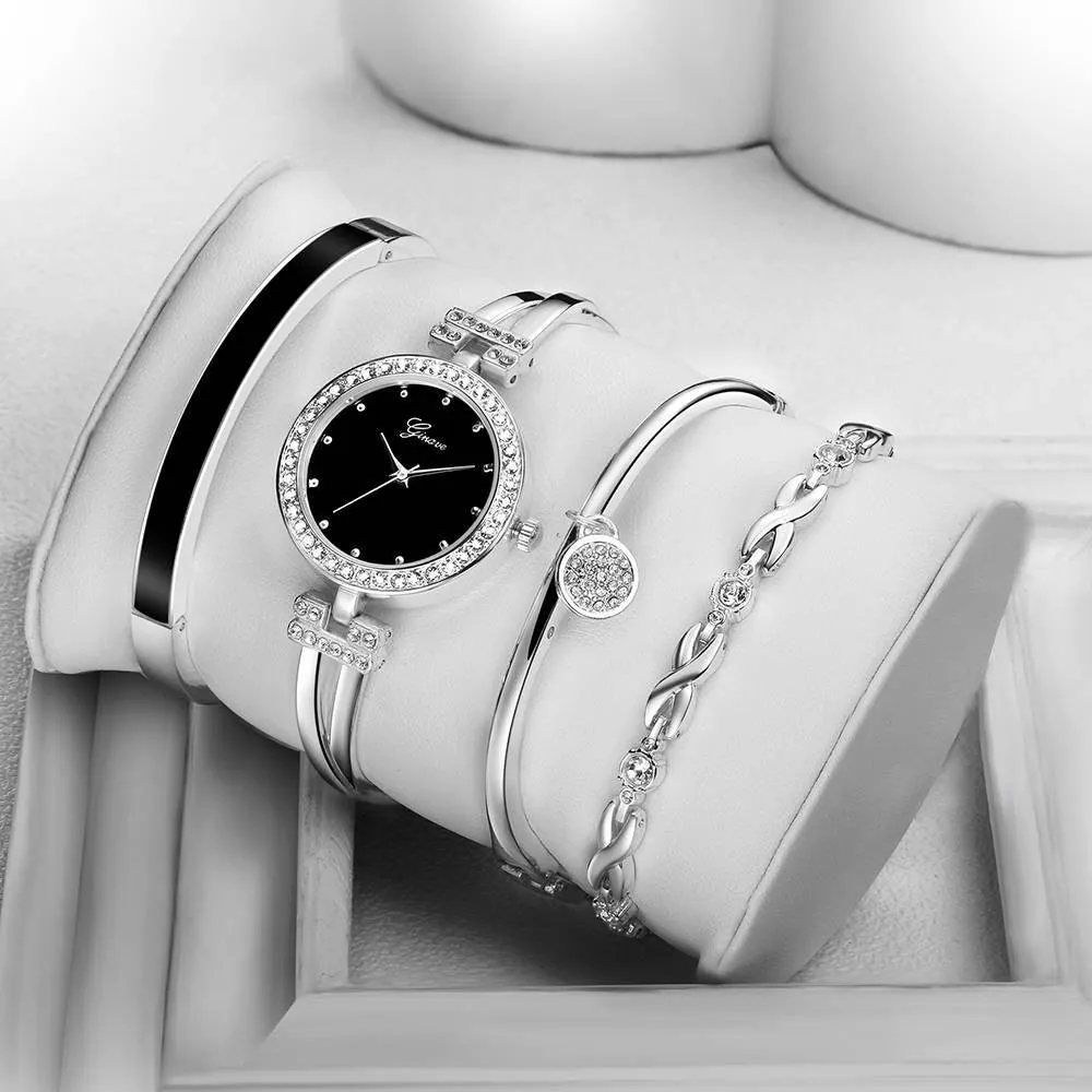 Elegant Watch Crystal Bracelet 4pcs Set