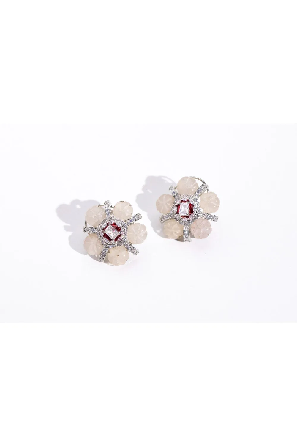 Elegant White Stone Flower Earrings with Matching Swarovski Ring | Buy Jewelry Online