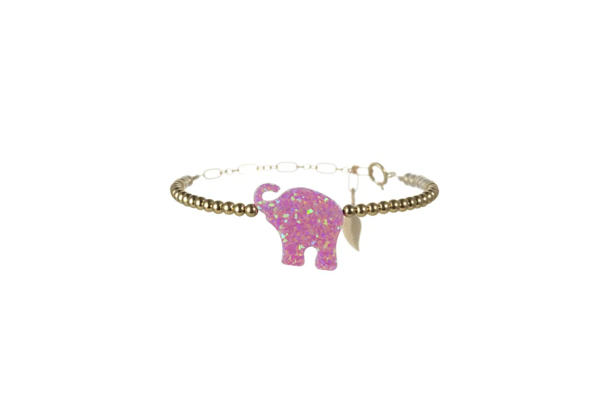 ELEPHANT | Opal Charm and 14K Gold Filled Beads Bracelet - Large