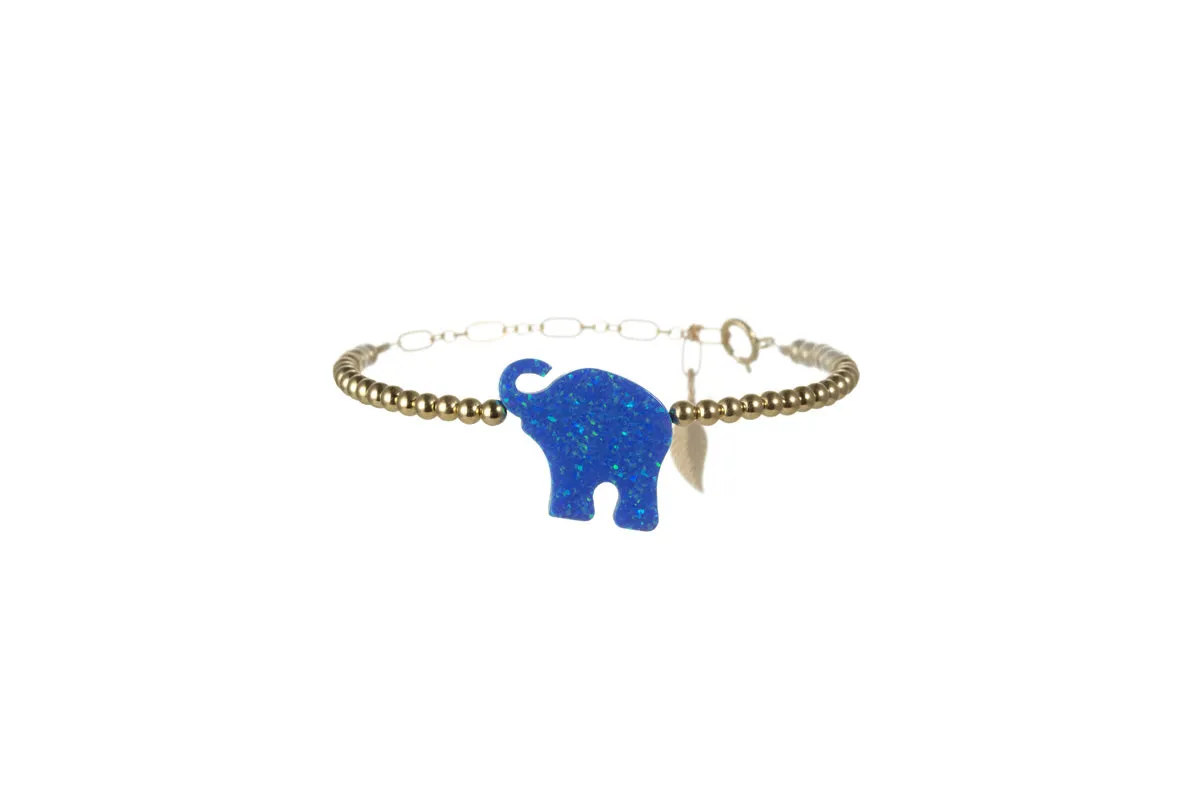 ELEPHANT | Opal Charm and 14K Gold Filled Beads Bracelet - Large