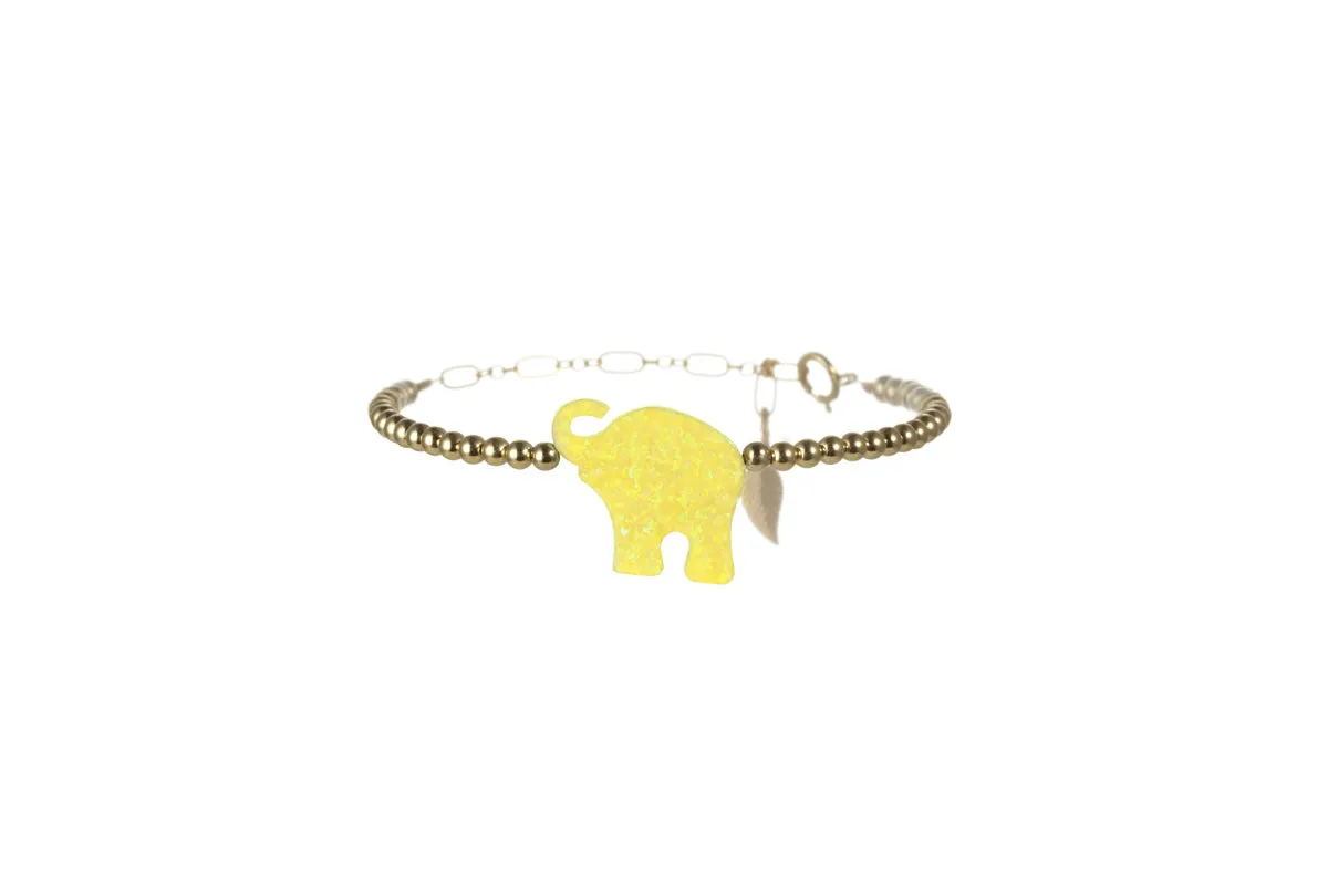 ELEPHANT | Opal Charm and 14K Gold Filled Beads Bracelet - Large