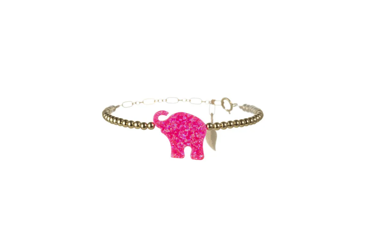 ELEPHANT | Opal Charm and 14K Gold Filled Beads Bracelet - Large