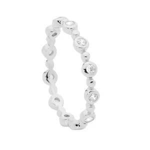 Ellani Sterling Silver Cubic Zirconia Bezel Set Stacker Ring R491S