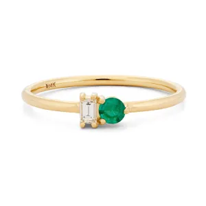 Emerald & Diamond Baguette Ring