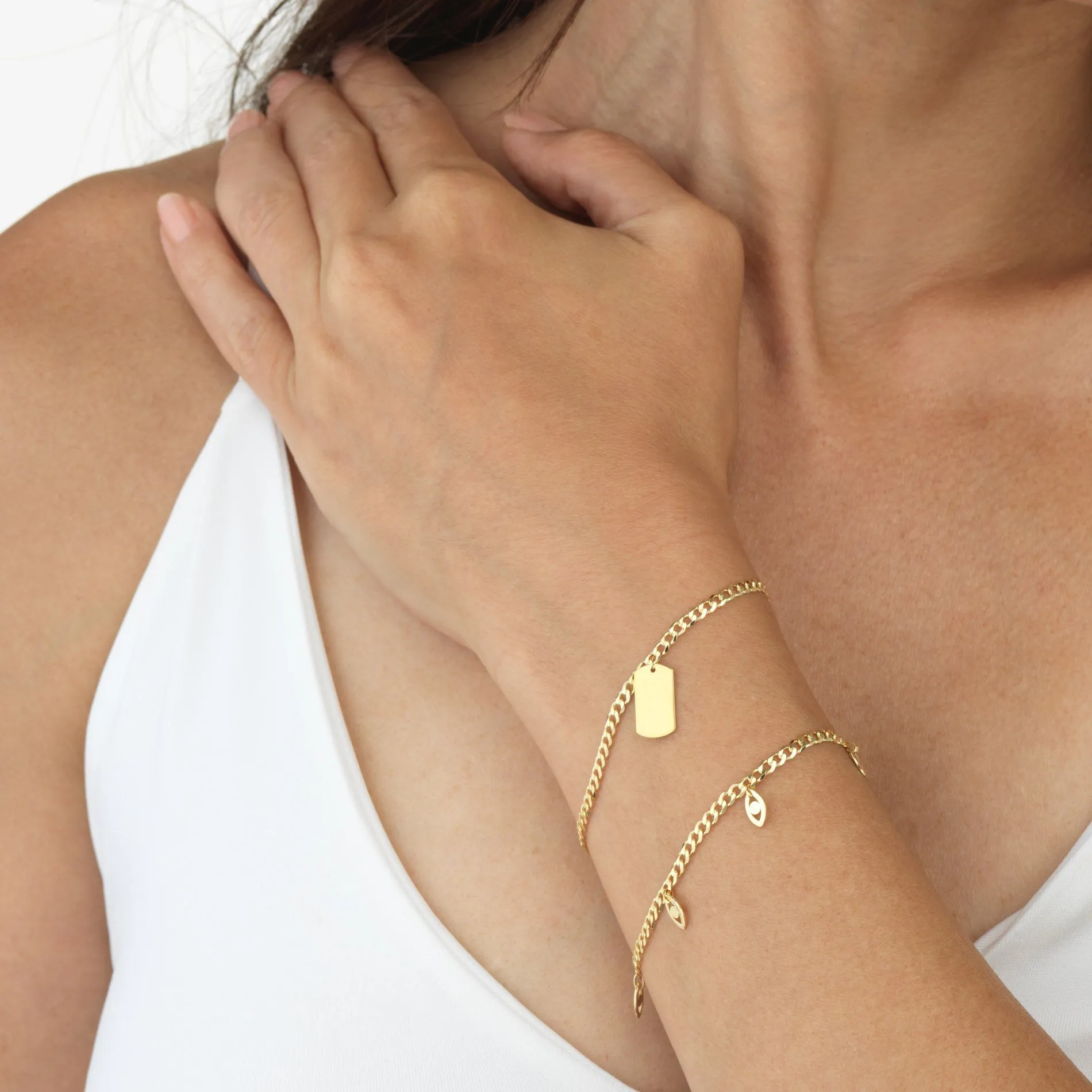 Evil Eye Charm Bracelet 14K
