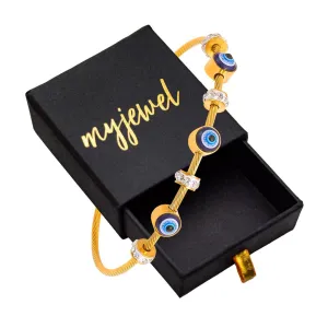 Evil Eye Kada Gold Plated Magnetic Clasp Bracelet | Anti-Tarnish | Best Stackable Evil Eye Bracelet for Women