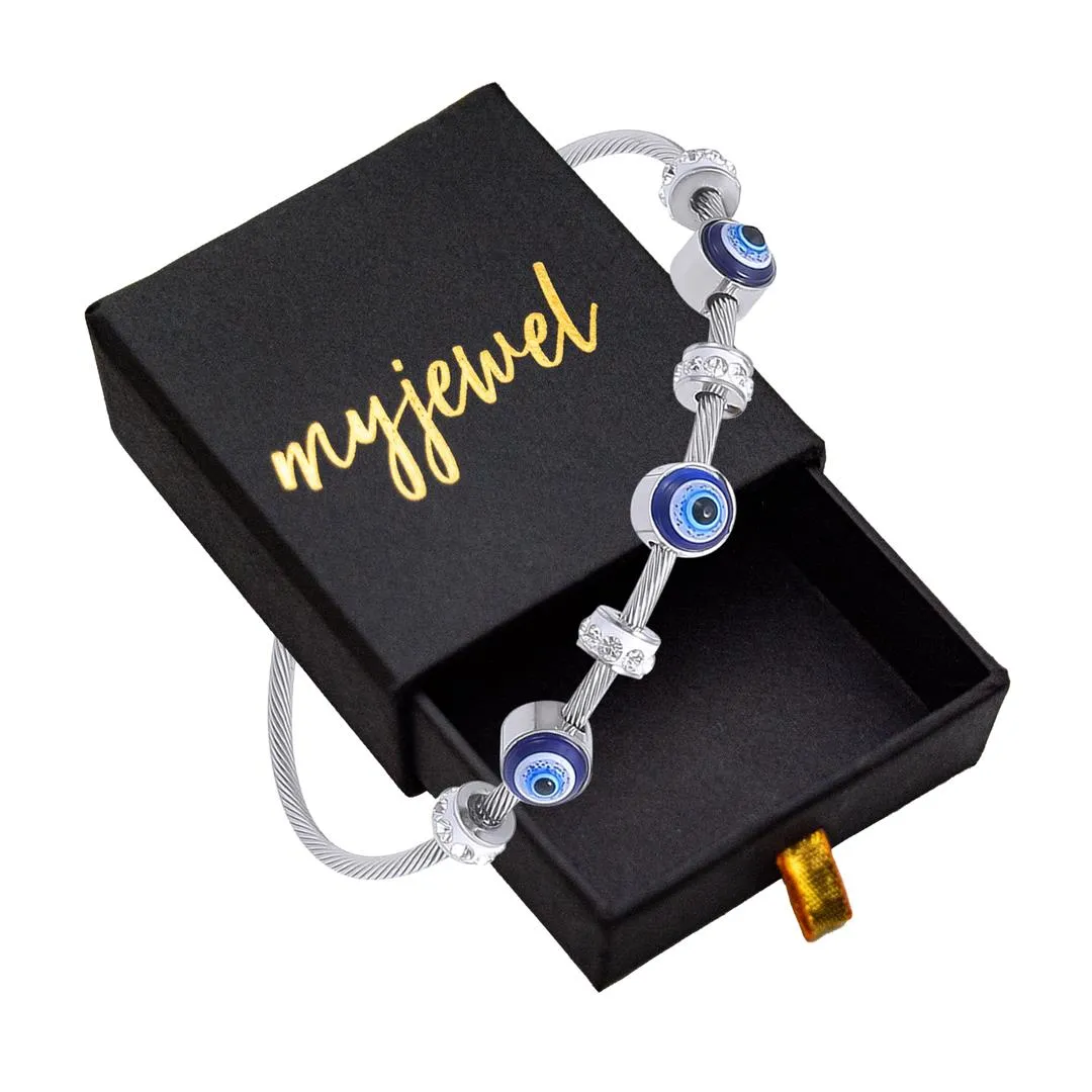 Evil Eye Kada Gold Plated Magnetic Clasp Bracelet | Anti-Tarnish | Best Stackable Evil Eye Bracelet for Women