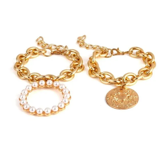 Exaggerated Charm Pearl Crab Pendant Bracelet | Cuff Bracelets Bangles Female Gifts