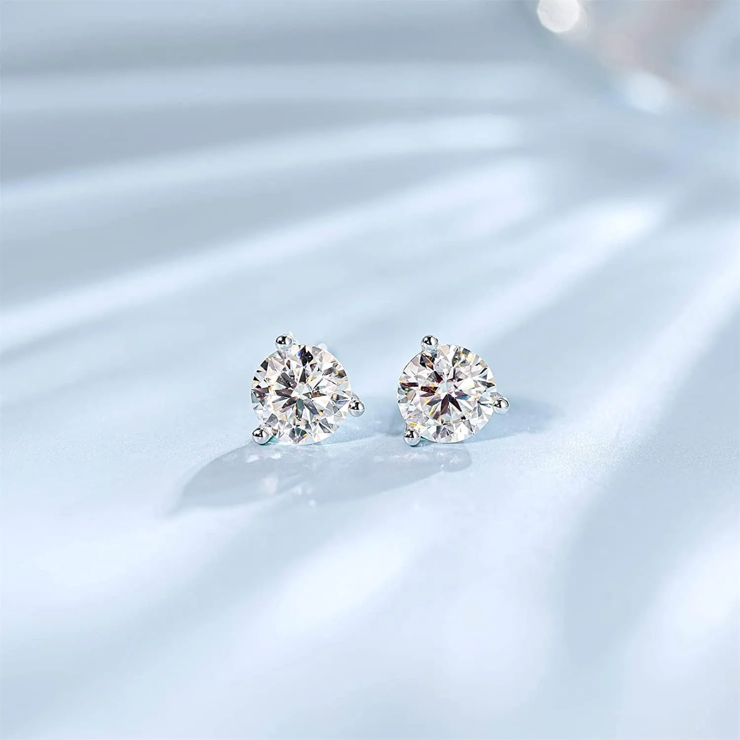 FANCIME 1 Carat Moissanite 14K Solid White Gold Stud Earrings