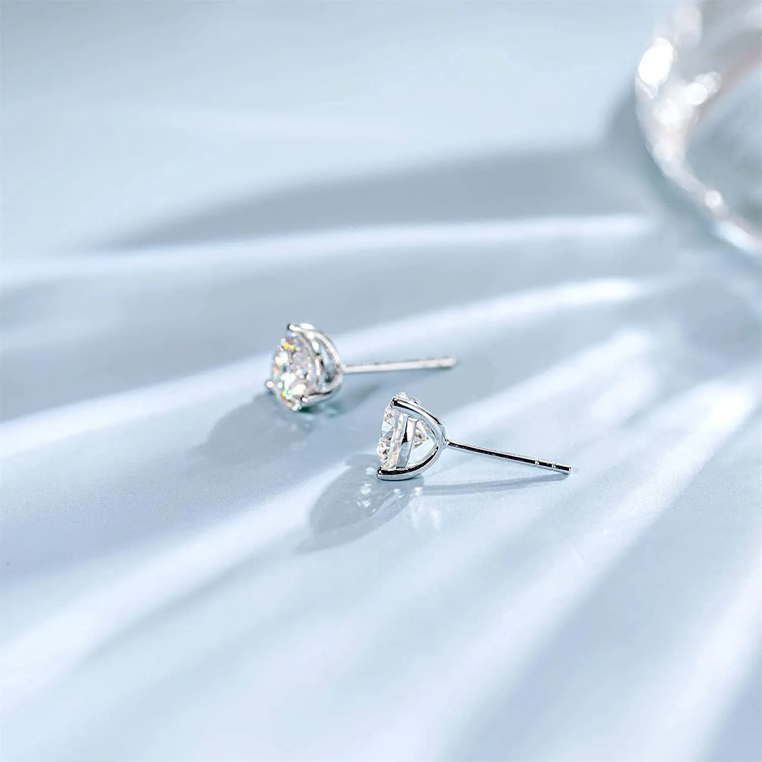 FANCIME 1 Carat Moissanite 14K Solid White Gold Stud Earrings