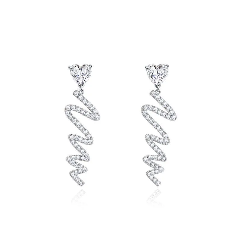 FANCIME "Pounding Heart" Long Drop Sterling Silver Earrings