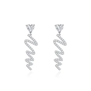 FANCIME "Pounding Heart" Long Drop Sterling Silver Earrings