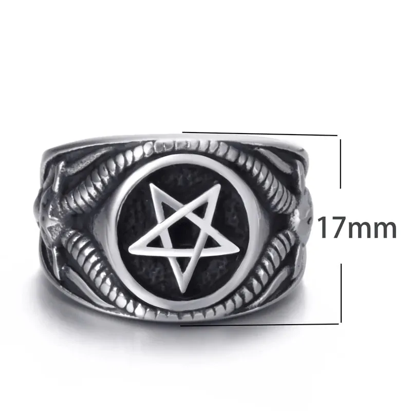 Fashion Pentagram Men Stainless Steel Ring