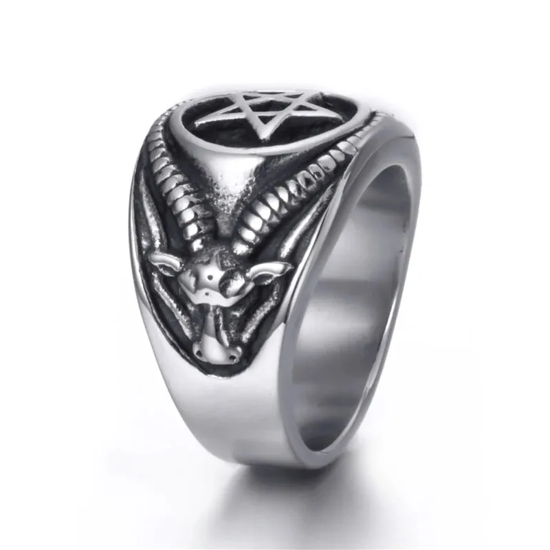 Fashion Pentagram Men Stainless Steel Ring