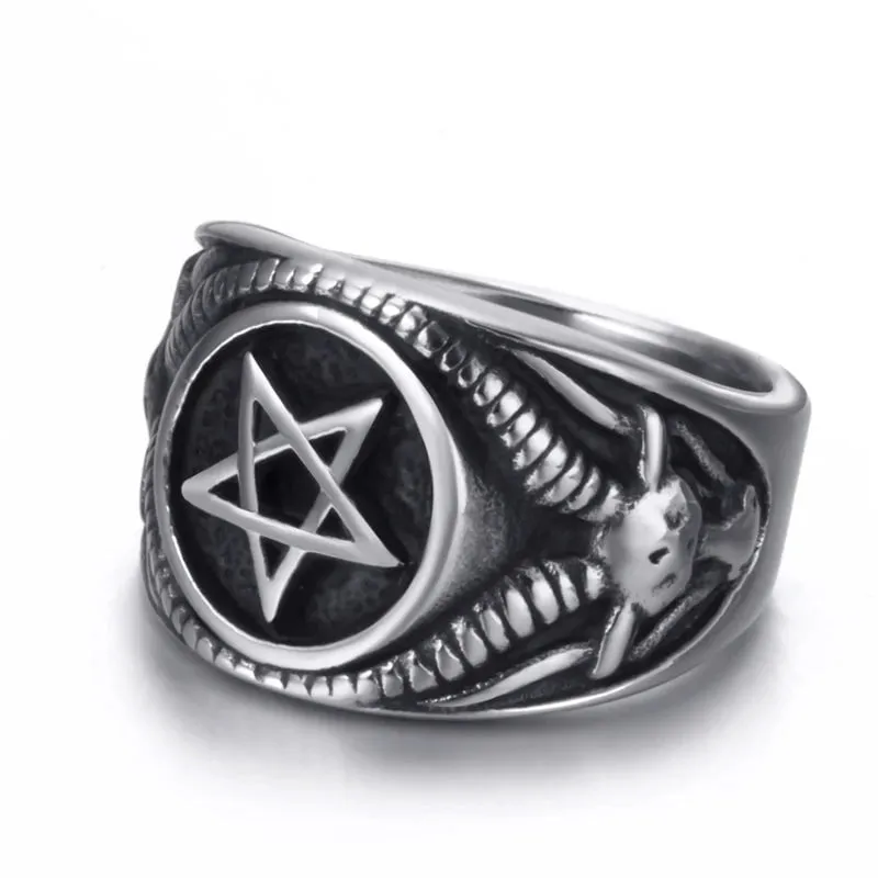 Fashion Pentagram Men Stainless Steel Ring