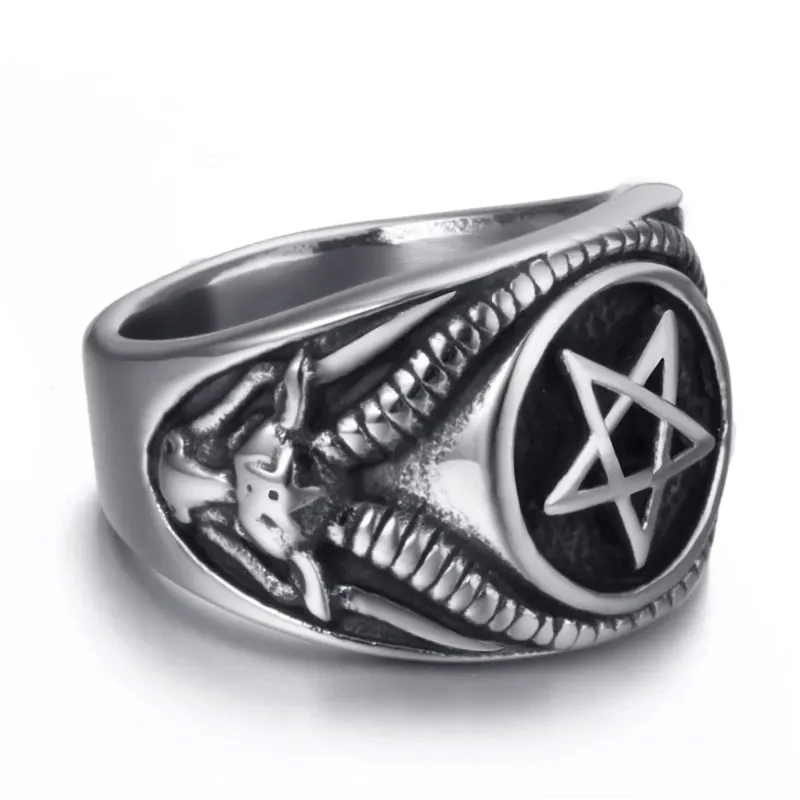 Fashion Pentagram Men Stainless Steel Ring