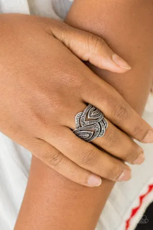 Fire and Ice - Silver - Hematite Rhinestone Paparazzi Ring