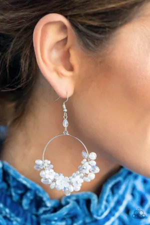 Floating Gardens White Paparazzi Earrings