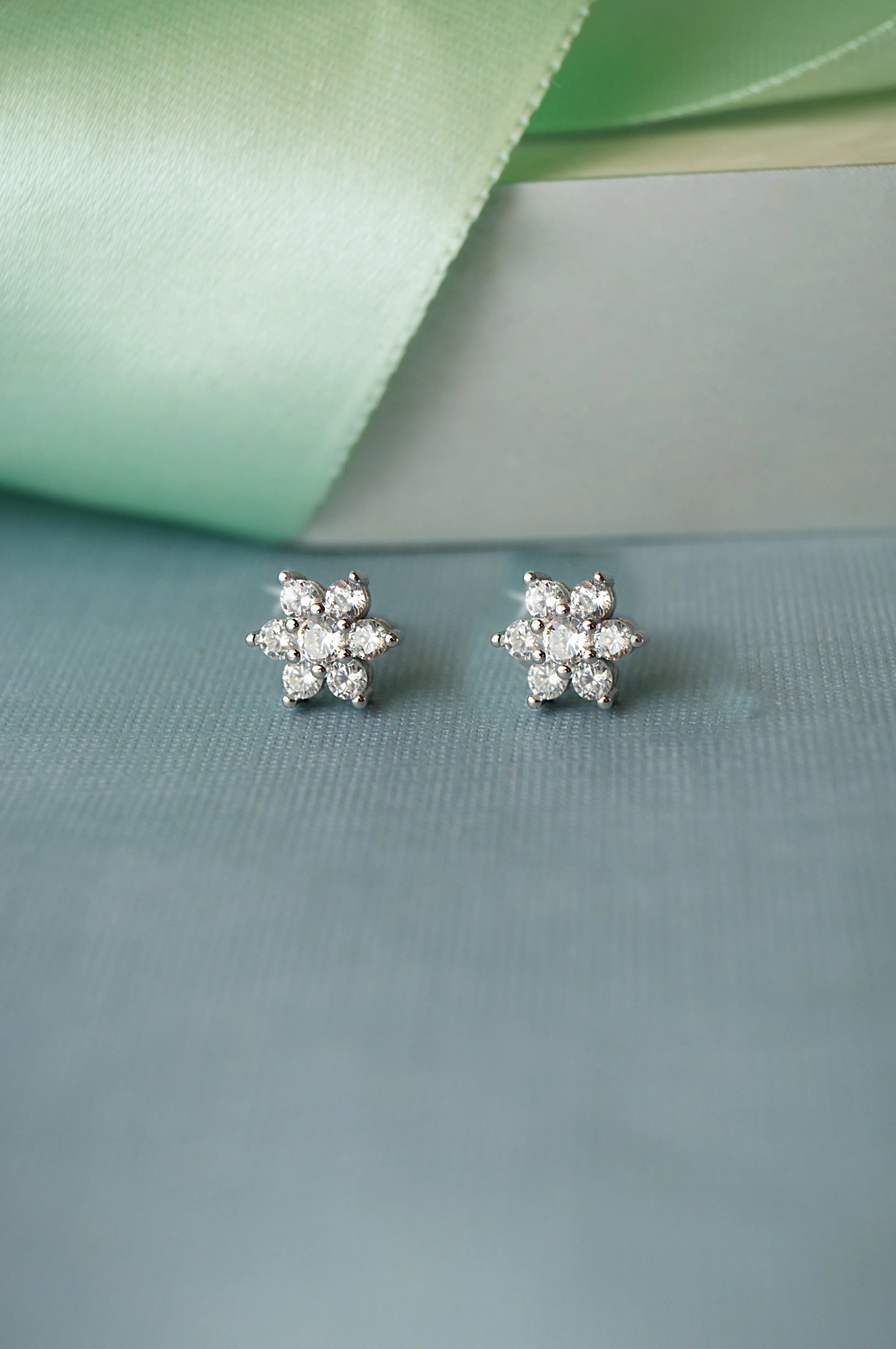 Floral Cluster Sterling Silver Pendant Set