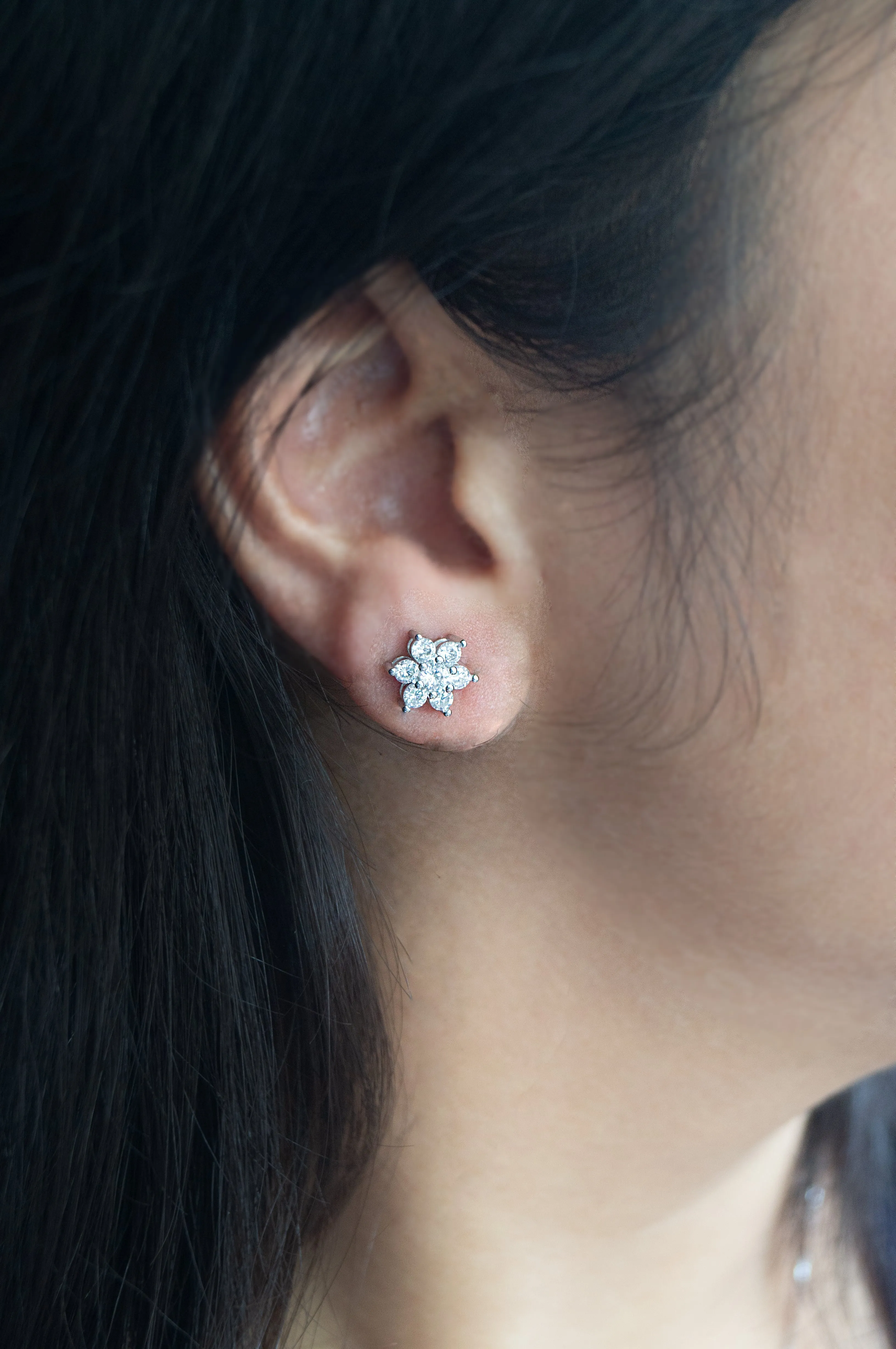 Floral Cluster Sterling Silver Pendant Set