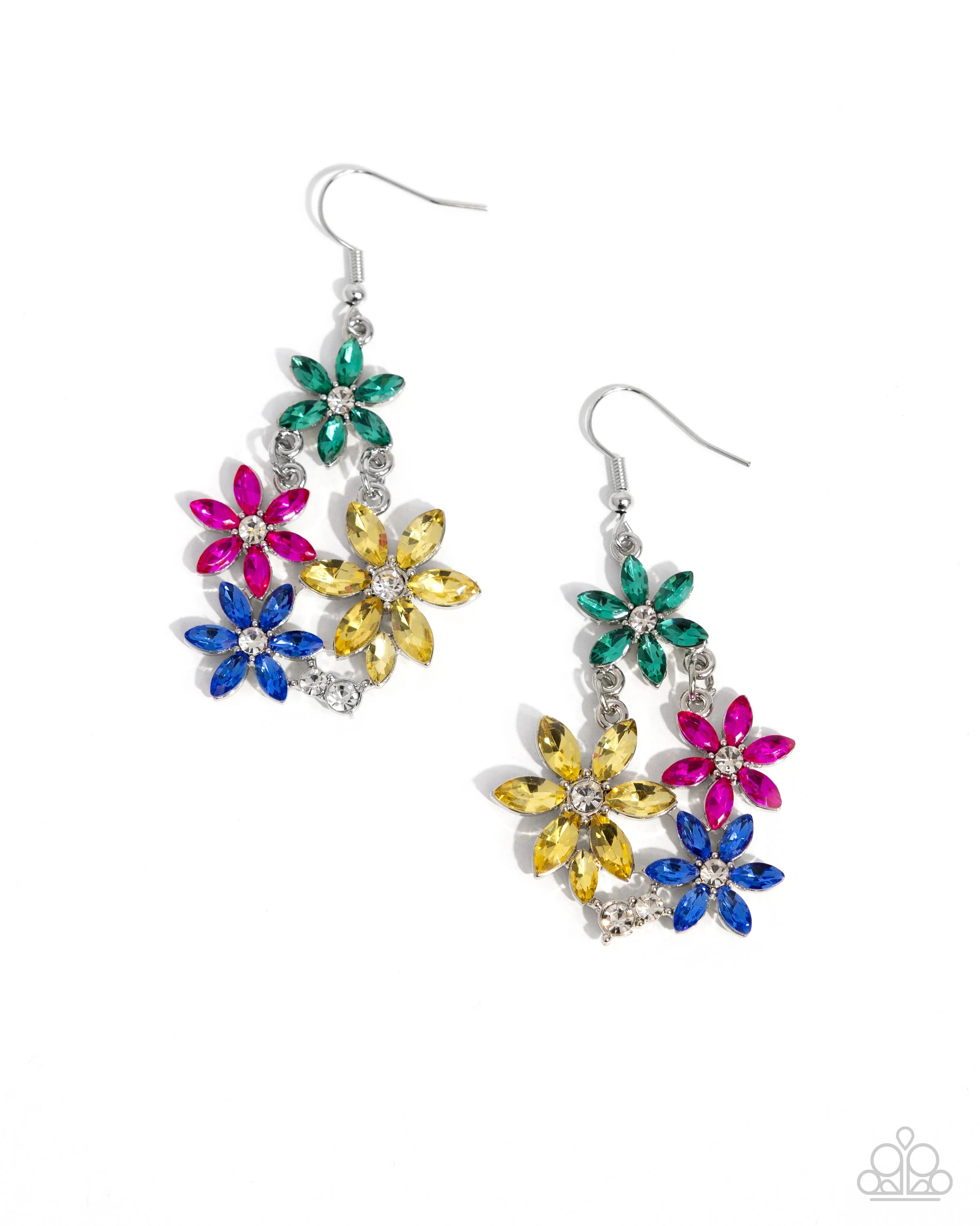 Floral Founder - Multi - Colorful Rhinestone Flower Paparazzi Fishhook Earrings