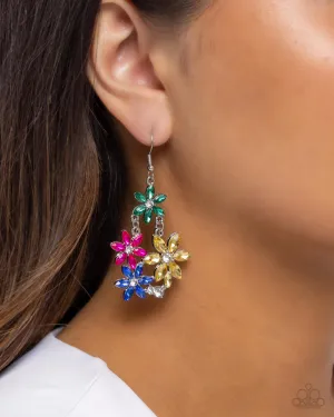 Floral Founder - Multi - Colorful Rhinestone Flower Paparazzi Fishhook Earrings