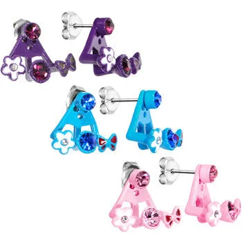 Floral Kisses and Butterfly Hugs Stud Earring Set