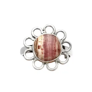 FLOWER Rhodochrosite Solid 925 Sterling Silver Ring 8