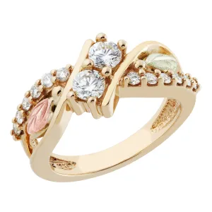 Fourteen Sparkling Diamonds - Black Hills Gold Ladies Ring