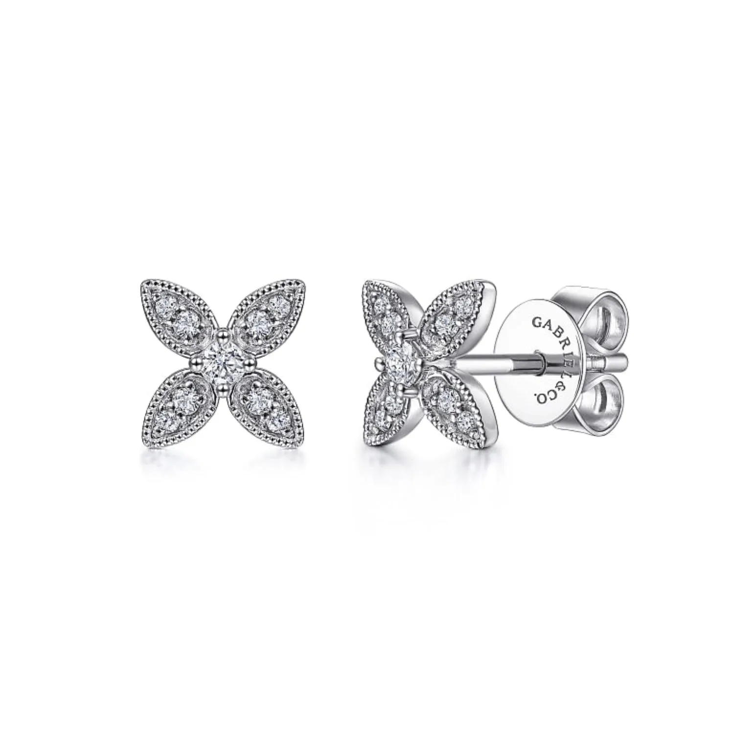 Gabriel & Co. Diamond Flower Stud Earrings