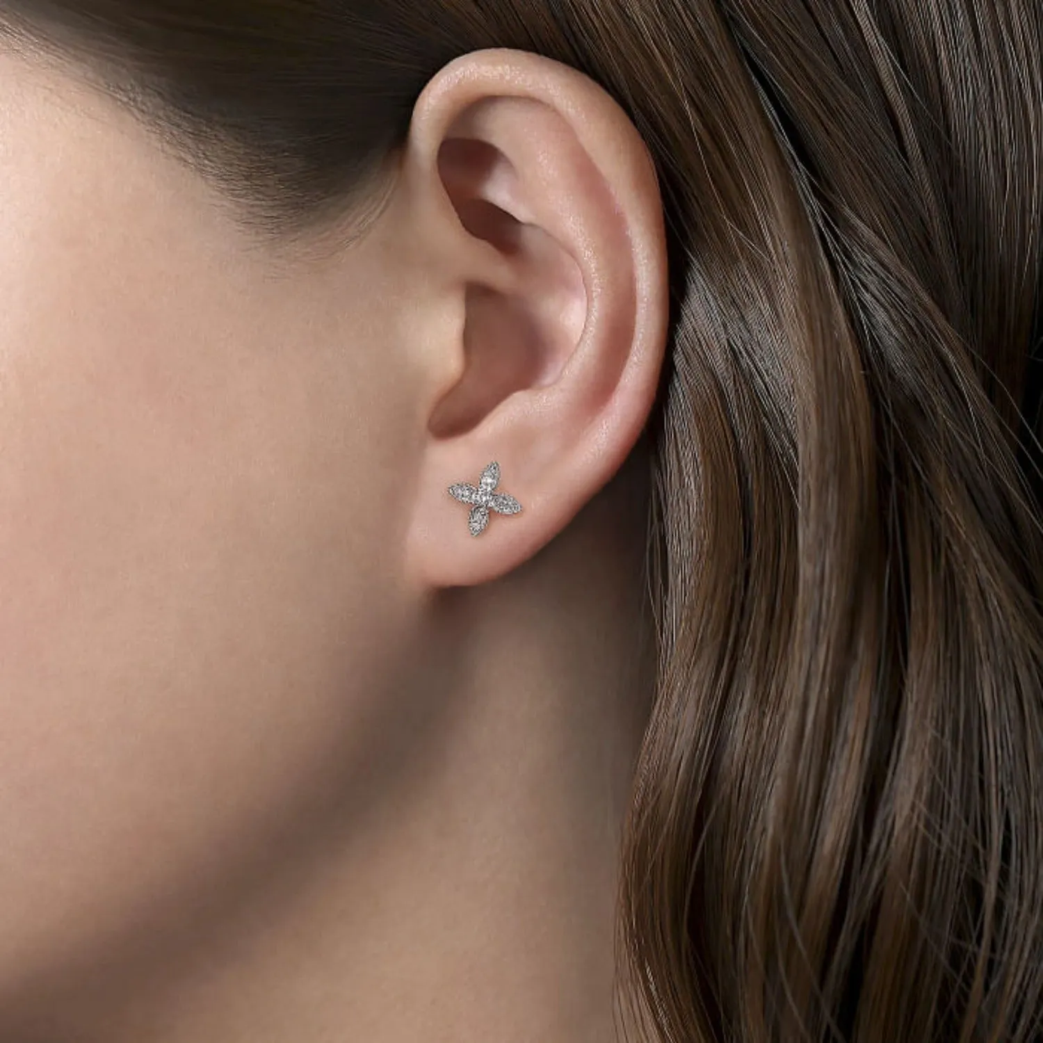 Gabriel & Co. Diamond Flower Stud Earrings